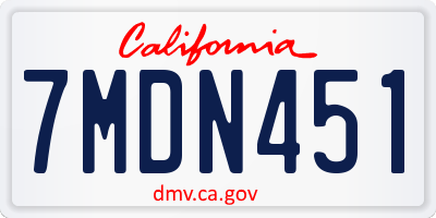 CA license plate 7MDN451