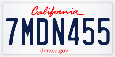 CA license plate 7MDN455
