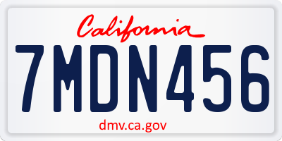 CA license plate 7MDN456