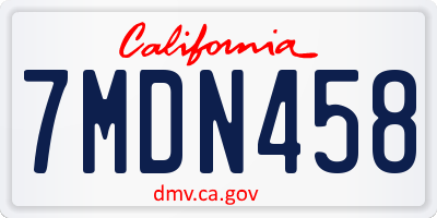 CA license plate 7MDN458