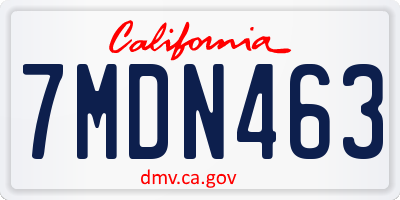 CA license plate 7MDN463