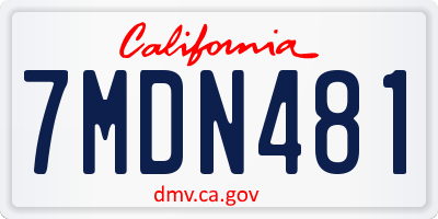 CA license plate 7MDN481