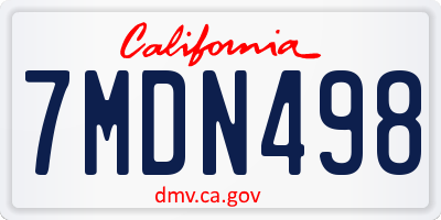 CA license plate 7MDN498