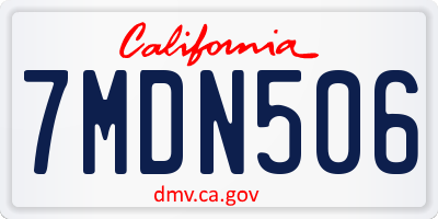 CA license plate 7MDN506