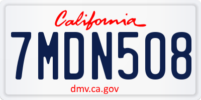 CA license plate 7MDN508