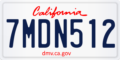 CA license plate 7MDN512