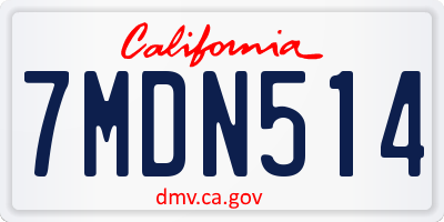 CA license plate 7MDN514