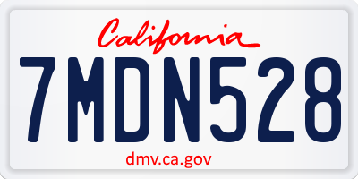 CA license plate 7MDN528