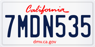 CA license plate 7MDN535