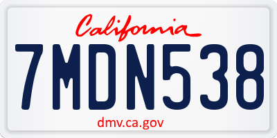 CA license plate 7MDN538