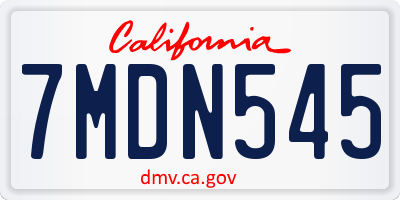 CA license plate 7MDN545