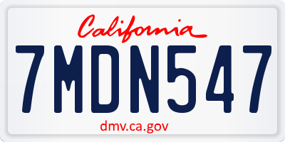 CA license plate 7MDN547