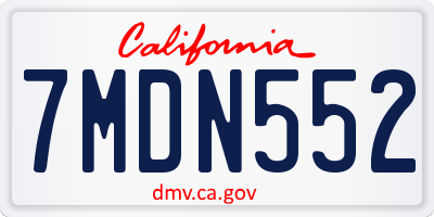 CA license plate 7MDN552