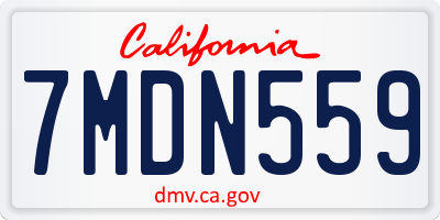 CA license plate 7MDN559