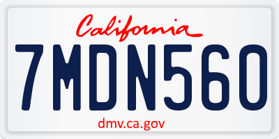 CA license plate 7MDN560