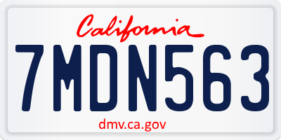 CA license plate 7MDN563
