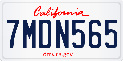 CA license plate 7MDN565