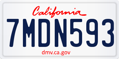 CA license plate 7MDN593