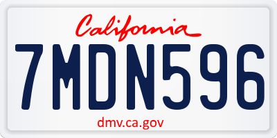 CA license plate 7MDN596