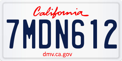 CA license plate 7MDN612
