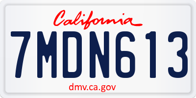 CA license plate 7MDN613