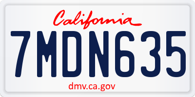 CA license plate 7MDN635