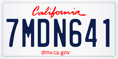 CA license plate 7MDN641