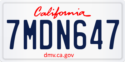 CA license plate 7MDN647