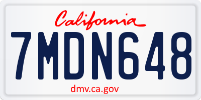 CA license plate 7MDN648