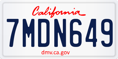 CA license plate 7MDN649