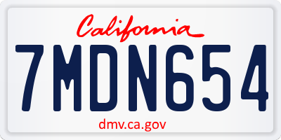 CA license plate 7MDN654