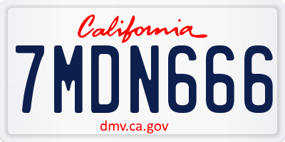 CA license plate 7MDN666