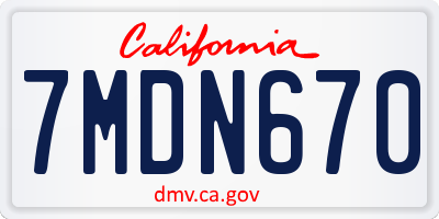 CA license plate 7MDN670