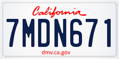 CA license plate 7MDN671