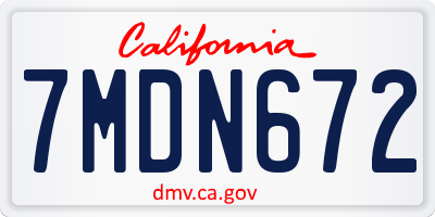 CA license plate 7MDN672