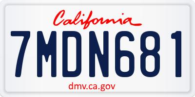 CA license plate 7MDN681