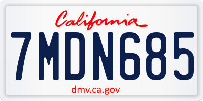 CA license plate 7MDN685