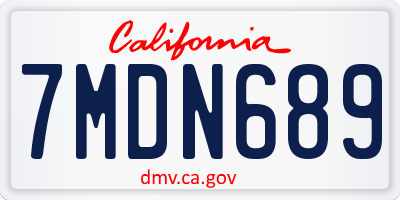 CA license plate 7MDN689