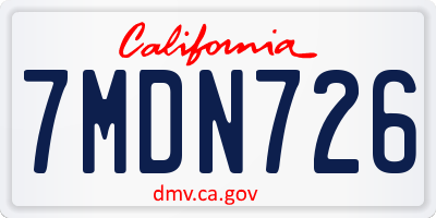 CA license plate 7MDN726