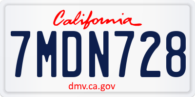 CA license plate 7MDN728