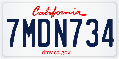 CA license plate 7MDN734