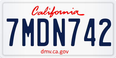 CA license plate 7MDN742