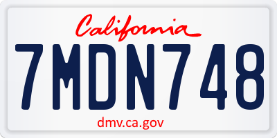 CA license plate 7MDN748