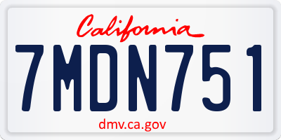CA license plate 7MDN751