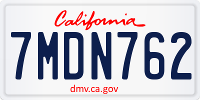 CA license plate 7MDN762