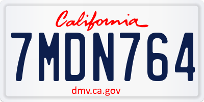 CA license plate 7MDN764