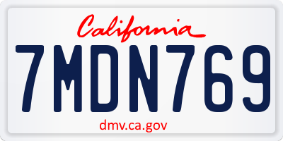 CA license plate 7MDN769
