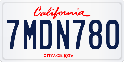 CA license plate 7MDN780