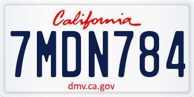 CA license plate 7MDN784