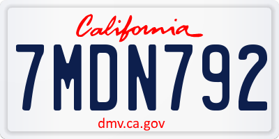 CA license plate 7MDN792